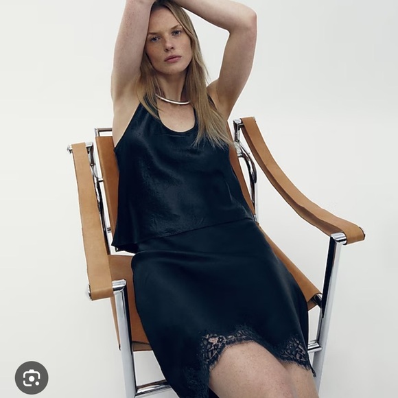 J.Crew Gwen lace-trim slip skirt in textured satin in Black New with Tags! - Picture 4 of 5